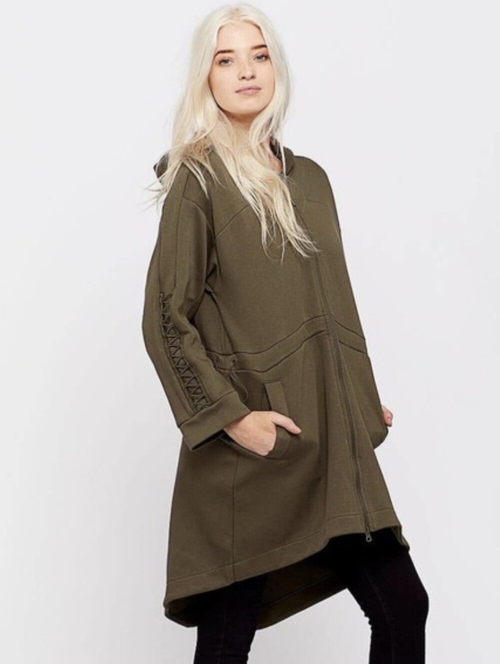 Puma Hoodie Jacket Olive Green Lacing Midlayer Full Zip Size S